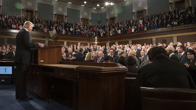 Trump speaking before Congress.