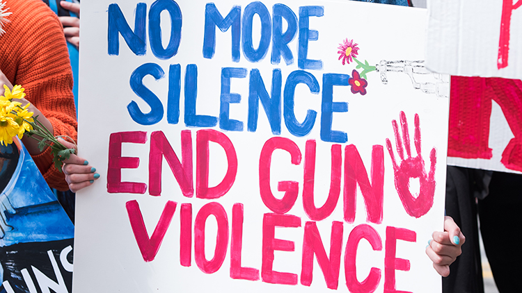 Gun violence protest sign