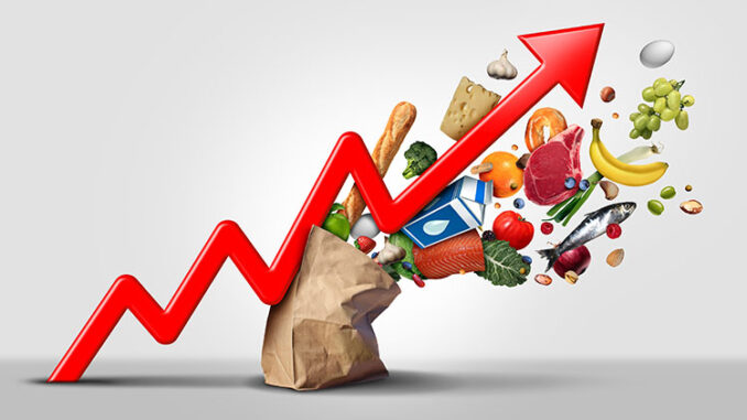 flecha que muestra el aumento del costo de los comestibles