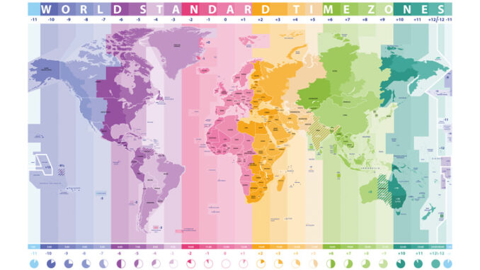 mapa de zonas horarias estándar mundial