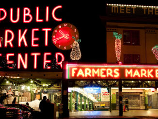 Neon signs: Public Market Center and Farmer's Market